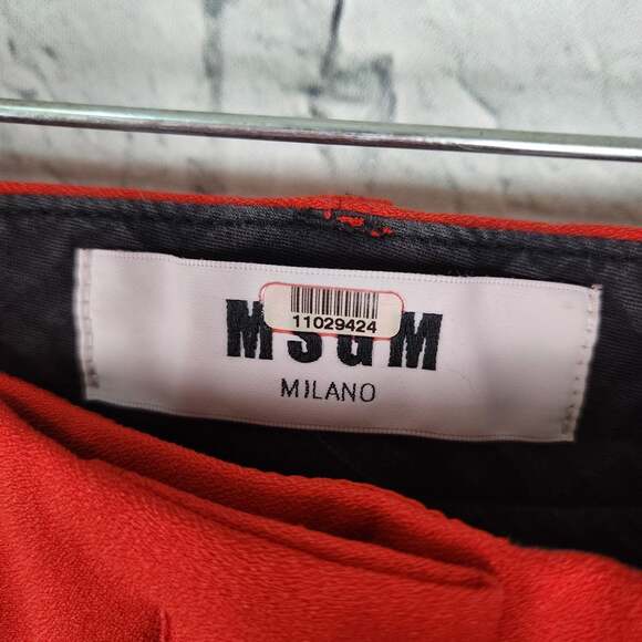 MSGM milano red flared pants Sz 12 zip up pockets A16C - Picture 6 of 7